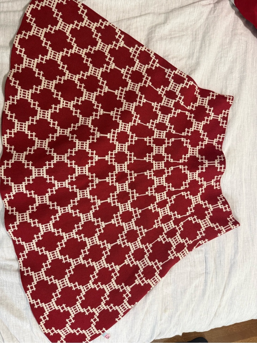 Red Geometric Circle Skater Skirt